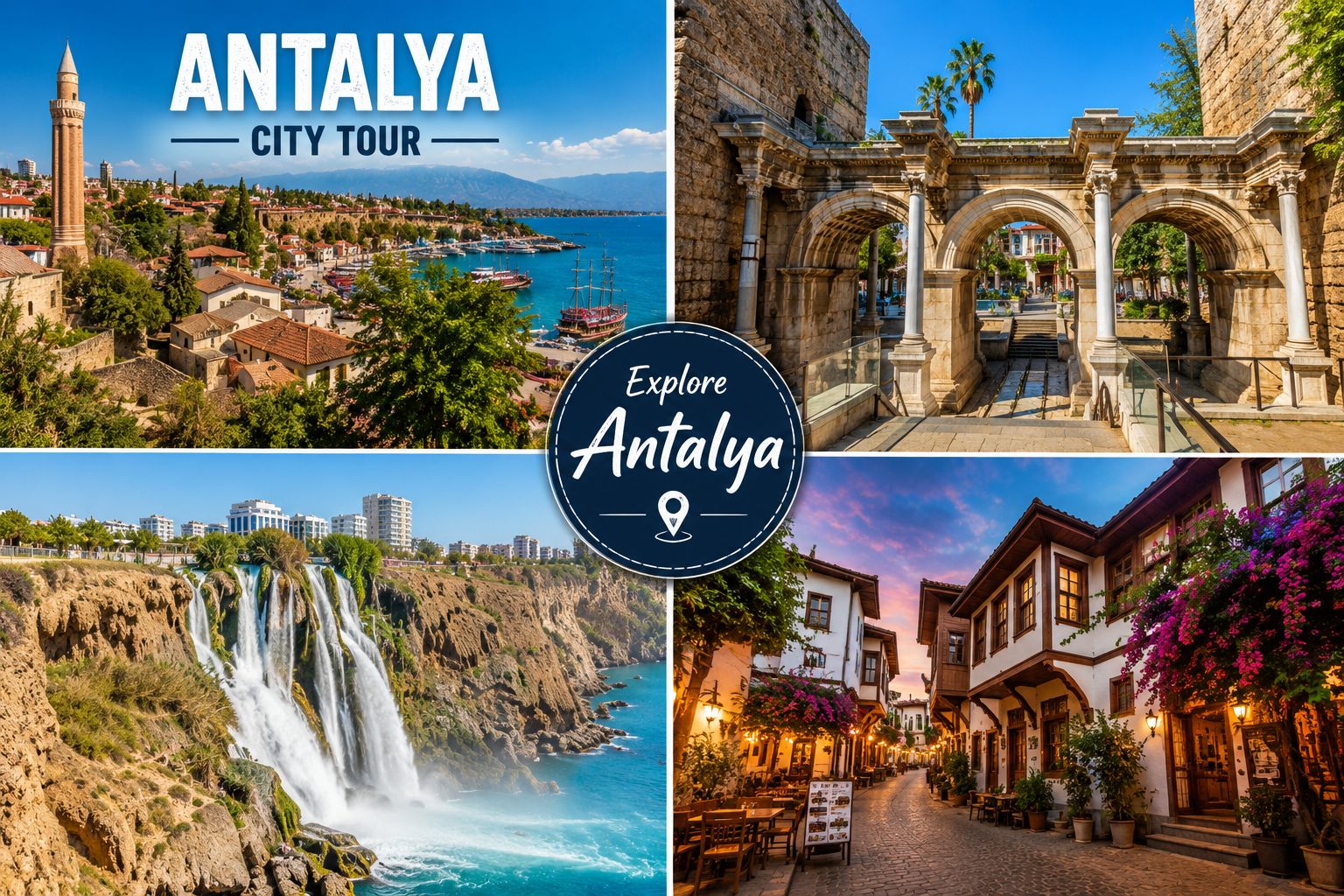 Kemer/Antalya: Altstadt-Tour, Bootstour mit Transfer & Mittagessen