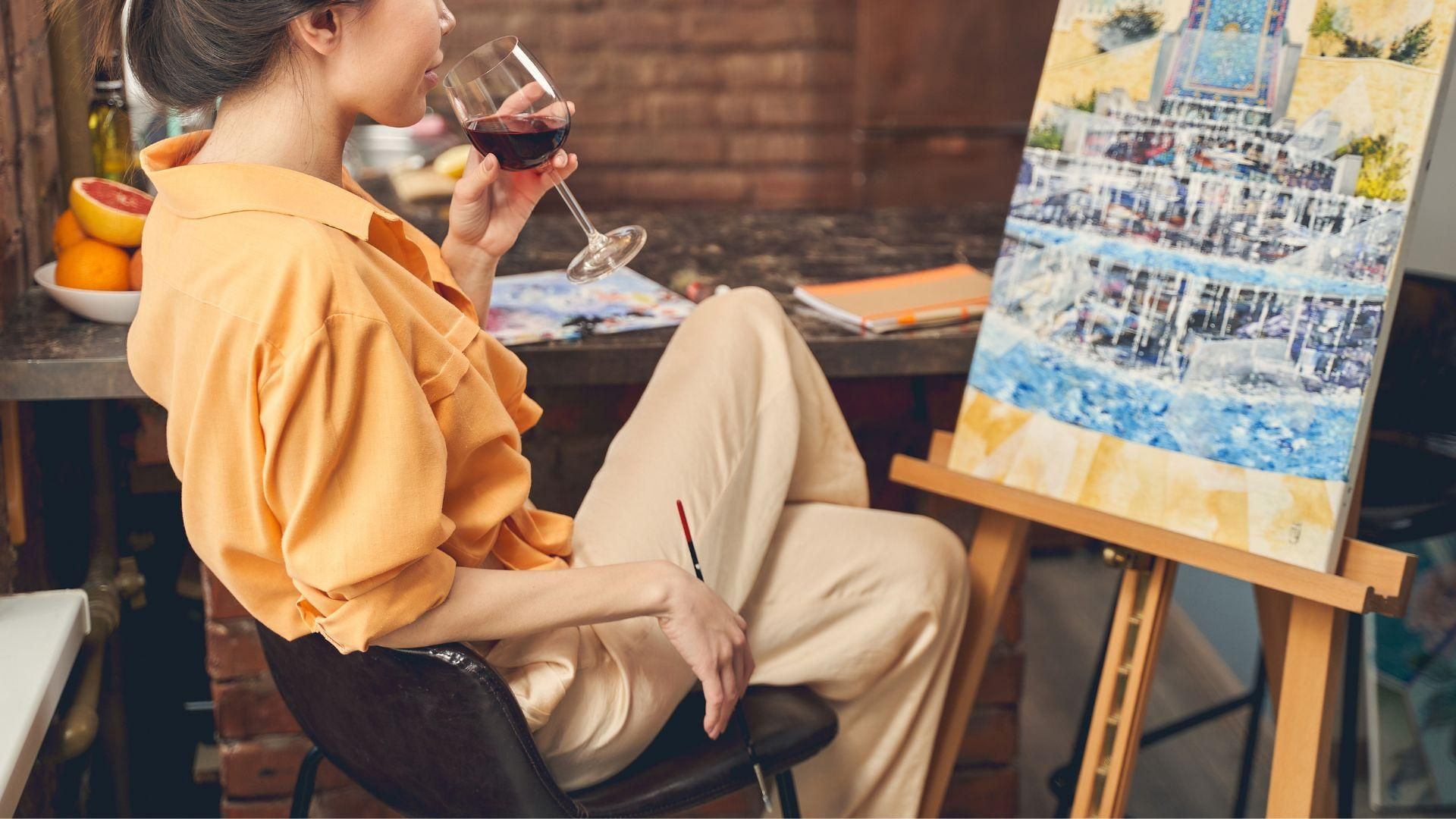 Stolberg: Malworkshop mit Wein und Kunstmaterialien