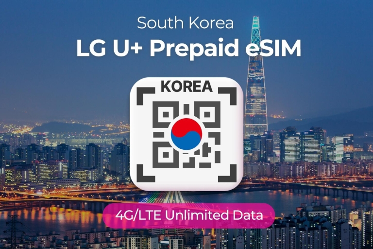 Corea del Sur: LG U+ eSIM Plan de datos ilimitado en itinerancia30 días