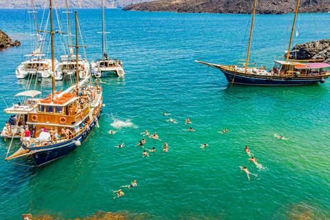 Vulcão de Santorini, fontes termais e passeio ao pôr do sol em OiaExcursão de 6 horas com traslado