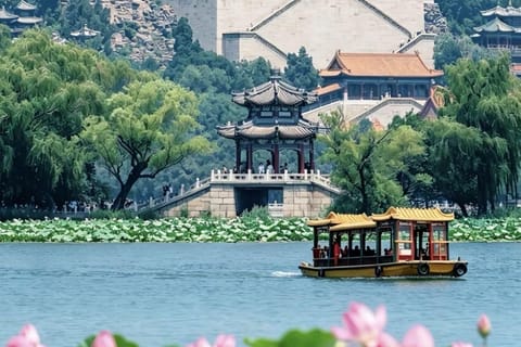 Beijing: Summer Palace, Royal River Cruise, lotus & Map