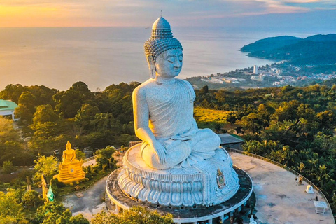 Vista del Gran Buda, el mercado ChillVa, Wat Chalong y el casco antiguo de Phuket