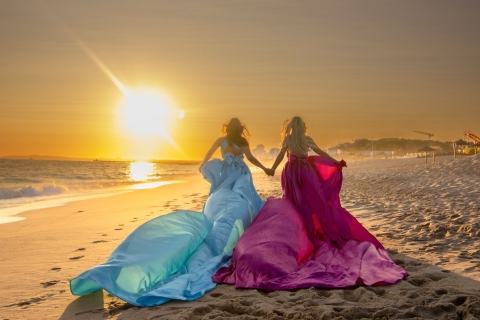 Albufeira: Flying Dress-fotoshoot voor 2 met bewerkte foto's