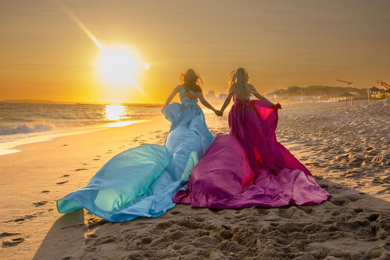 Albufeira : Photoshoot en robe volante pour 2 personnes avec photos éditées