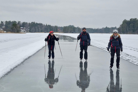 Stoccolma: Pattinaggio nordico per principianti su un lago ghiacciatoStoccolma: pattinaggio nordico su ghiaccio per principianti su un lago ghiacciato