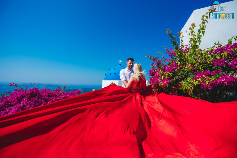 Santorini: Flying Dress Photoshoot with Edited Photos
