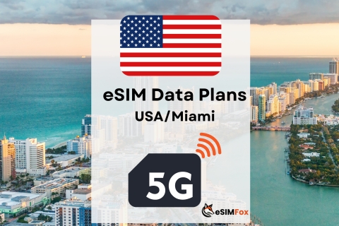 Miami : eSIM Internet Data Plan for USA 4G/5G Miami 1GB 7Days