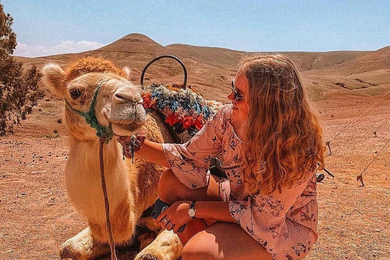 Marrakech: Excursão ao deserto de Agafay com quadriciclo, passeio de camelo e jantar