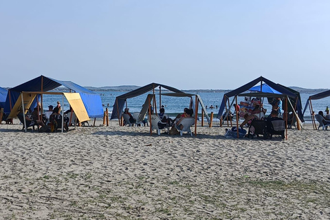 Cartagena: SUN TENT, CHAIRS on Castillogrande beach+LUNCH