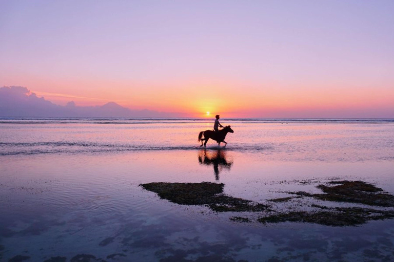 جيلي تراوانجان: يوغا على الشاطئ عند شروق الشمس وغروبها في جزيرة جيلييوغا على الشاطئ عند شروق الشمس 