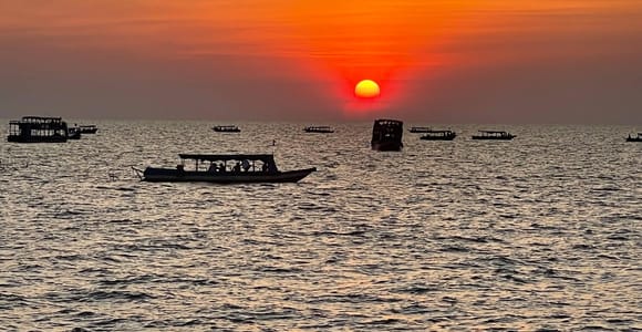 Monk Blessing, Tonle Sap Stilt Village & Sunset Cruise