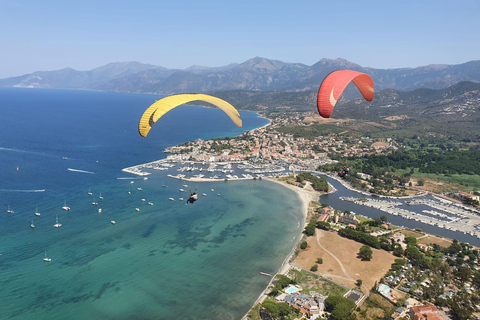 First time / Tandem paragliding flight in Saint Florent Paragliding tandem flight in Saint Florent