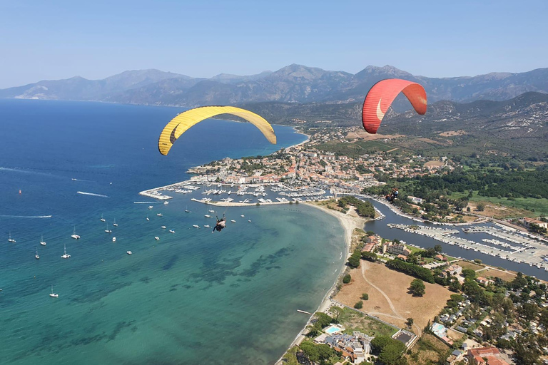 First time / Tandem paragliding flight in Saint Florent Paragliding tandem flight in Saint Florent