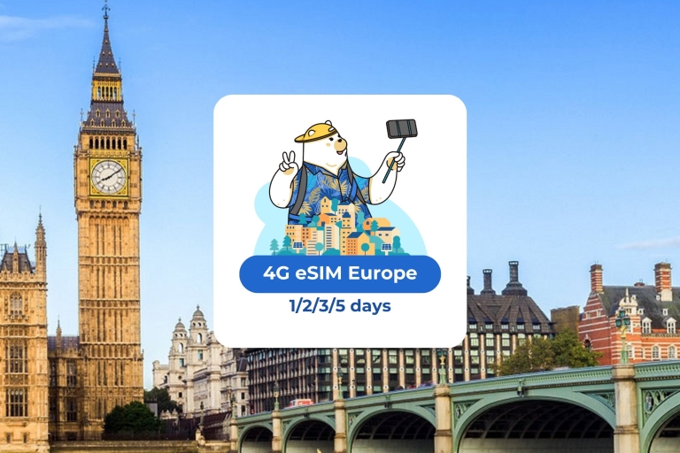 Europa: eSIM Mobile Data (33 kraje) - 1/2/3/5/7 dnieSIM Europe (33 kraje): 5 GB / 7 dni