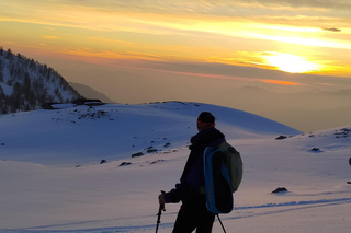 Montecampione 1800m: sneeuwschoenwandelen en winterwandelen (zonsondergang)