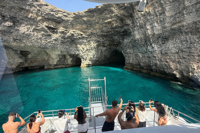 Malta: Comino Catamaran Cruise with Blue & Crystal Lagoon Morning or afternoon Half day cruise with 2 swimming stops
