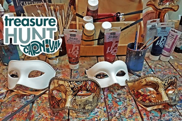 Venice: Carnival Treasure Hunt & Mask Painting Workshop Venice: Carnival Game App, Mask, and Mask Decorating Class