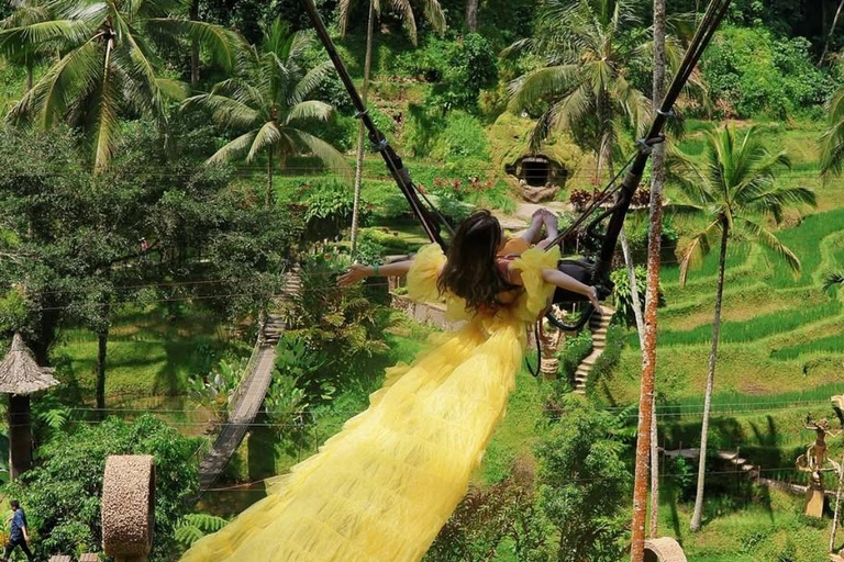 Ubud: Rice Terrace Swing, Cave Tubing, Sky Bike & Zipline Double ATV + Swing + Tubing + Sky Bike + Zipline - wTransfer