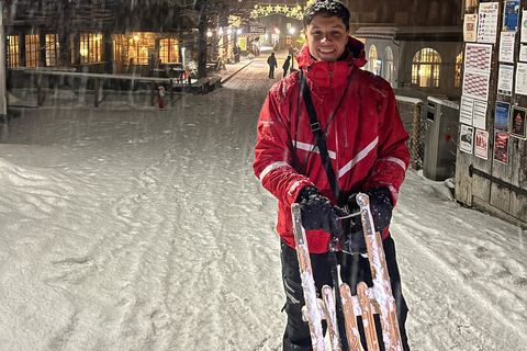 Interlaken: Sunset Sledding Adventure & Swiss Cheese Fondue Interlaken: Sunset Sledding & Fondue Dinner in Mürren