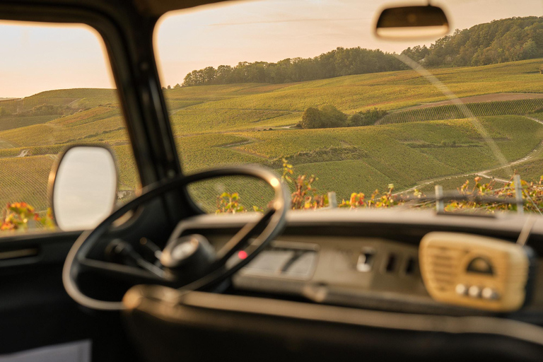 From the vines to the Champagne glass with a vintage car The heart of the Champagne region