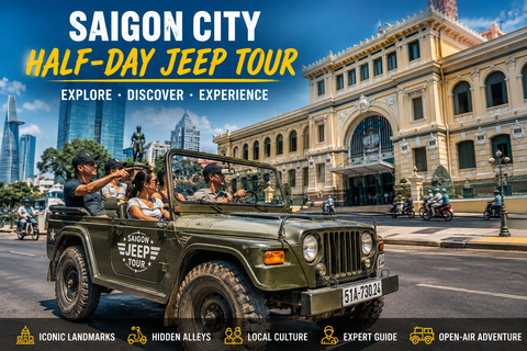 Saigon Half day by Jeep: City Landmarks & Local Life