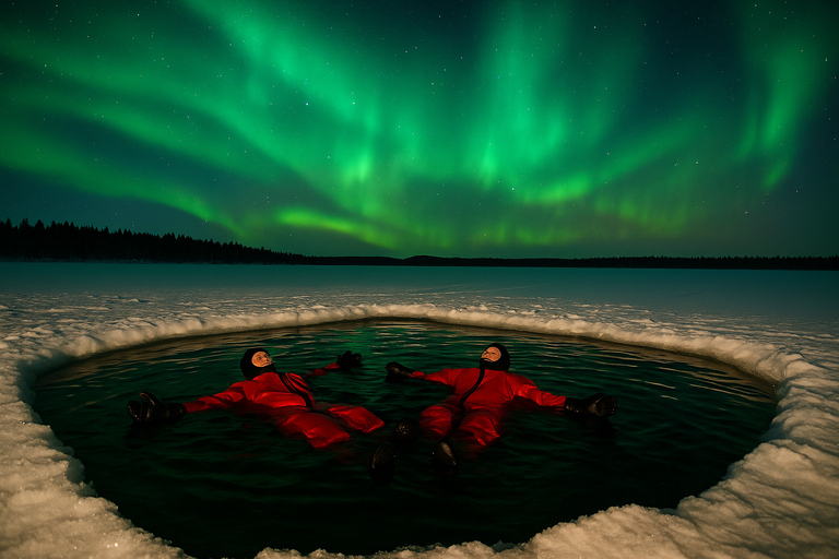 Rovaniemi: Ice Floating Experience with Northern lights