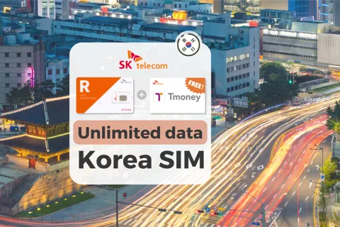 Coreia do Sul: Dados ilimitados SIM+Voz (T-money grátis)