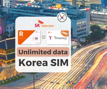 Южная Корея: SIM+голос с неограниченным объемом данных (бесплатные T-деньги)