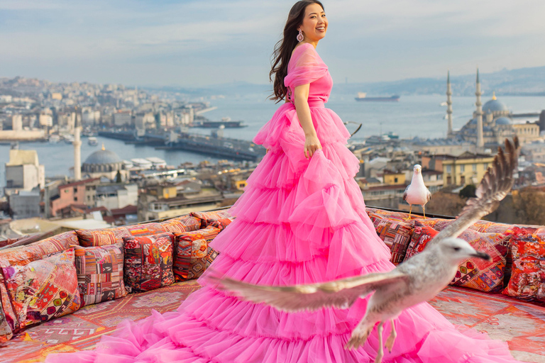Rooftop Flying Dress Photoshoot in Istanbul