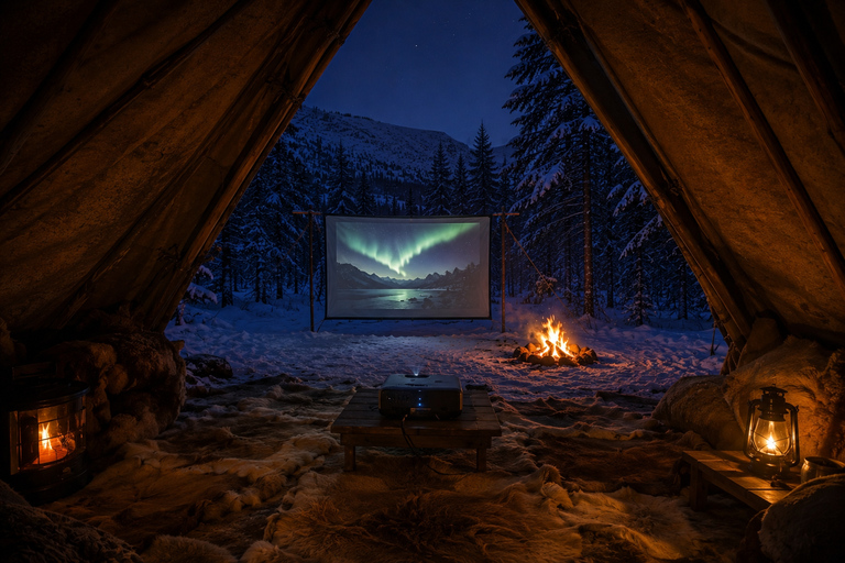 Tromsø: Arctic Forest Evening with Outdoor Cinema & Snacks