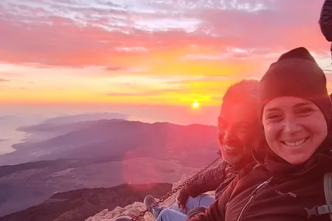 Hiking Summit of Teide by night for a sunrise and a Shadow