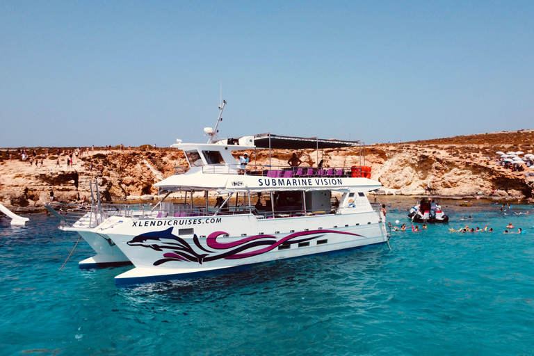 Malta: Comino Catamaran Cruise with Blue & Crystal Lagoon Morning or afternoon Half day cruise with 2 swimming stops