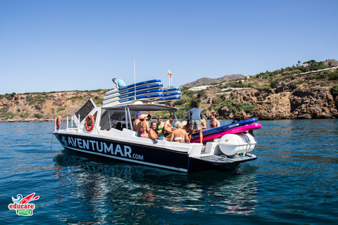 Nerja: Maro Waterfall Boat Trip with Paddleboarding & Drink