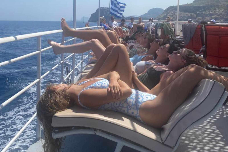 Rodi: Crociera a nuoto da baia a baia con buffet greco e vinoRodi: Crociera di mezza giornata da baia a baia con buffet e snorkeling