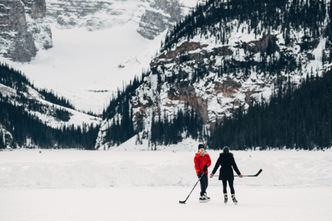 Patinage à Lake Louise et marche sur glace à Johnston CanyonLac Louise et canyon de Johnston