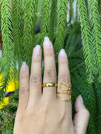 Gold and Sterling buy Silver Bali Rings, Carving Balinese Design, 18K Gold Jewelry, Ring Gift for Father, Handmade Dainty Jewelry