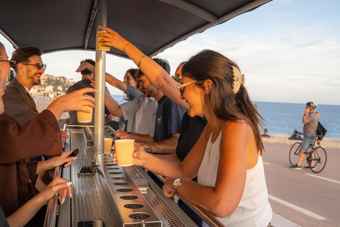 Nice: Private Beer Bike Tour with Drinks and Local Snacks Beerbike Tour in Nice: Ride Nice Together – The Funniest Experience
