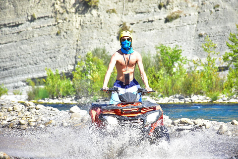 Do lado: Rafting com tirolesa, quadriciclo, safári de jipe e almoço2 em 1: Rafting com tirolesa