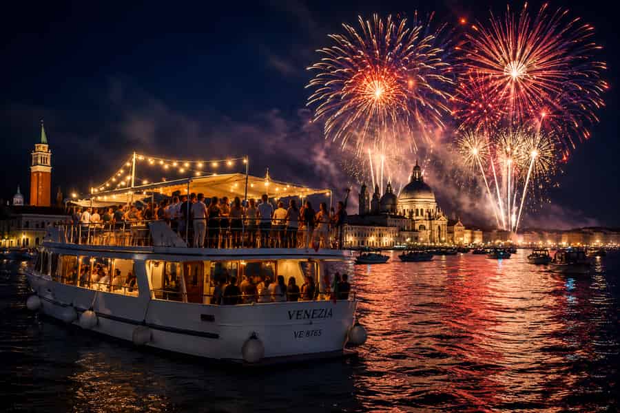 Venedig: Festa del Redentore auf dem Boot, DJ-Set, Open Bar, Feuerwerk. Foto: GetYourGuide