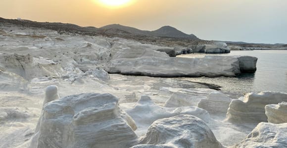 Sarakiniko: Private Guided Sunrise Tour by Luxury Van
