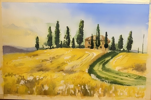 Florence: Watercolor painting class in a local Art Studio