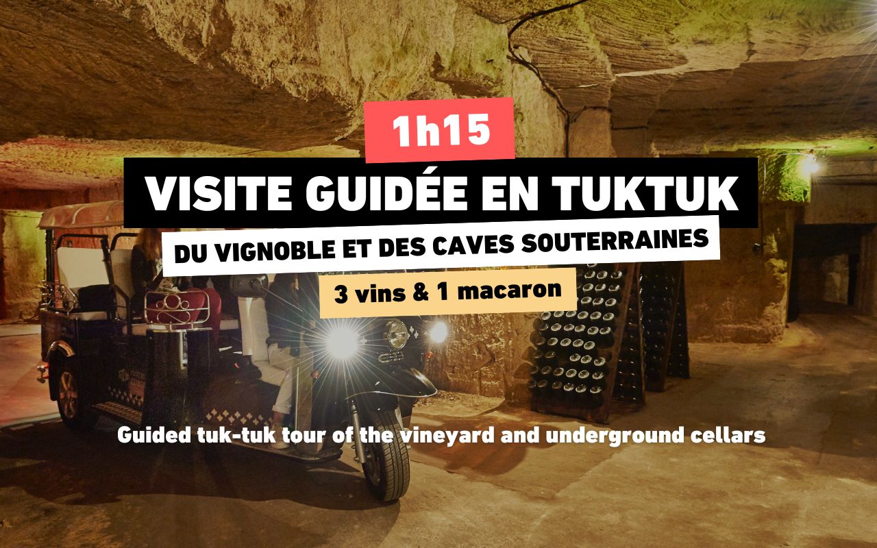 Besichtigung der unterirdischen Weinkeller mit dem Elektro-Tuk-Tuk in Saint-Émilion