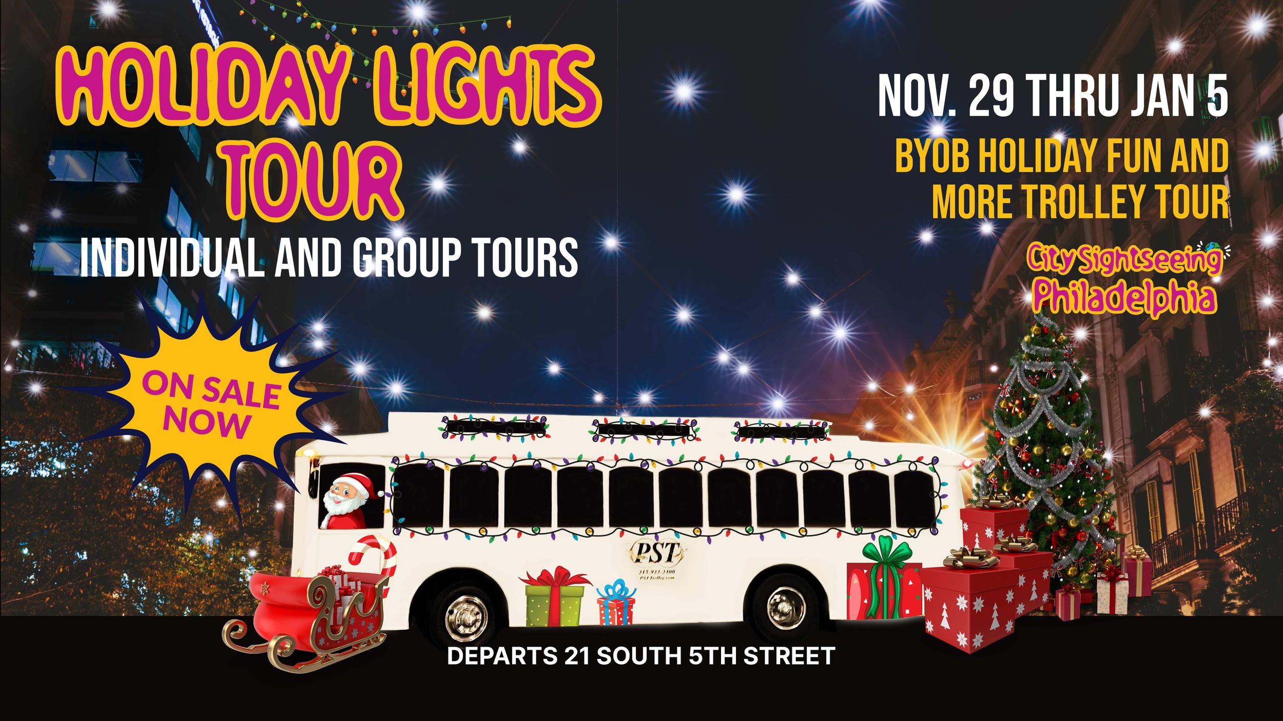 Philadelphia: Holiday Lights Trolley Tour BYOB