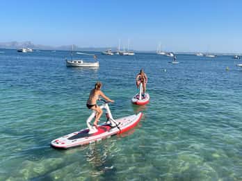 SUP bike tour in Cala Ferrera with paella included at the restaurant.
