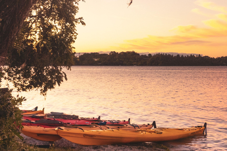 Rotorua: Excursión nocturna en kayak Starlight Gourmet con cena