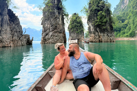 Phuket or Anywhere: Private Boat Cheow Lan Lake>Diamond Cave Option 2: From Krabi with Roundtrip Hotel Transfer