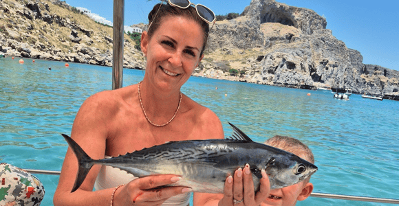 Rhodes: ALL FAMILY FUN: Fishing & Swimming with BBQ on Boat