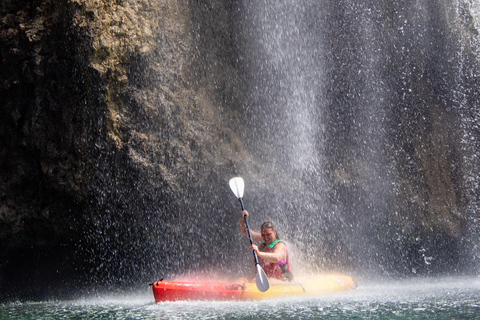 Nerja: Self-Guided Kayak Tour. Maro Waterfall. Support boat for the route.