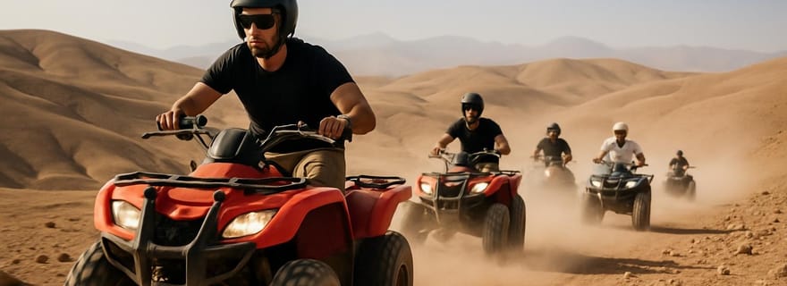 Marrakech : Balade en chameau et en quad avec coucher de soleil, dîner et spectacle