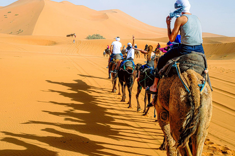 From Fes: 3-Day Merzouga Desert Tour to Marrakech Standard Desert Camp Experience (Shared Facilities)